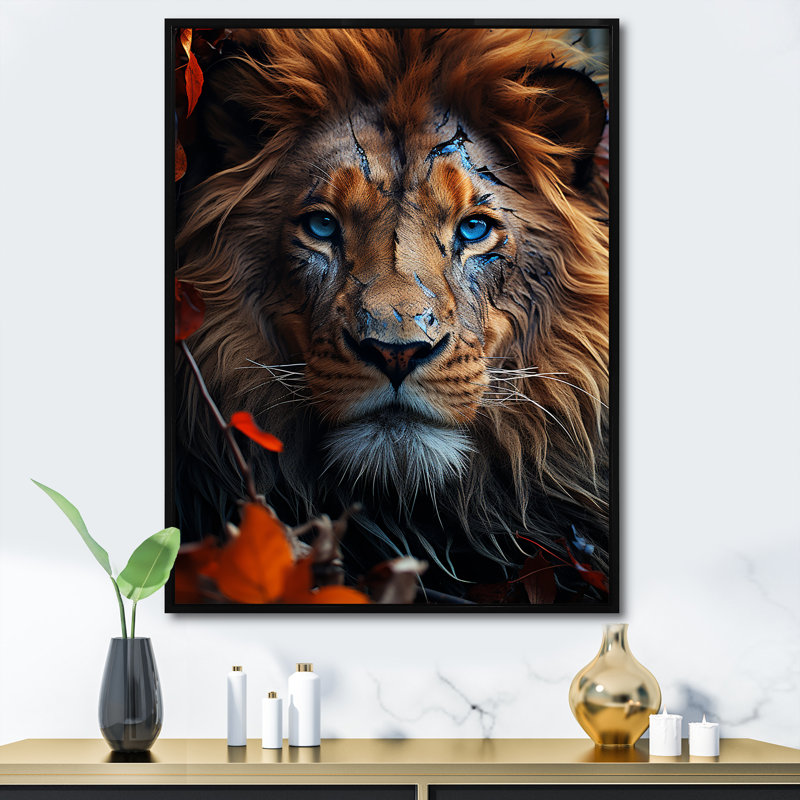 «Lion Wild Essence I» sur toile, Cadre flottant noir, H 20 po x l 12 po x P 1 po