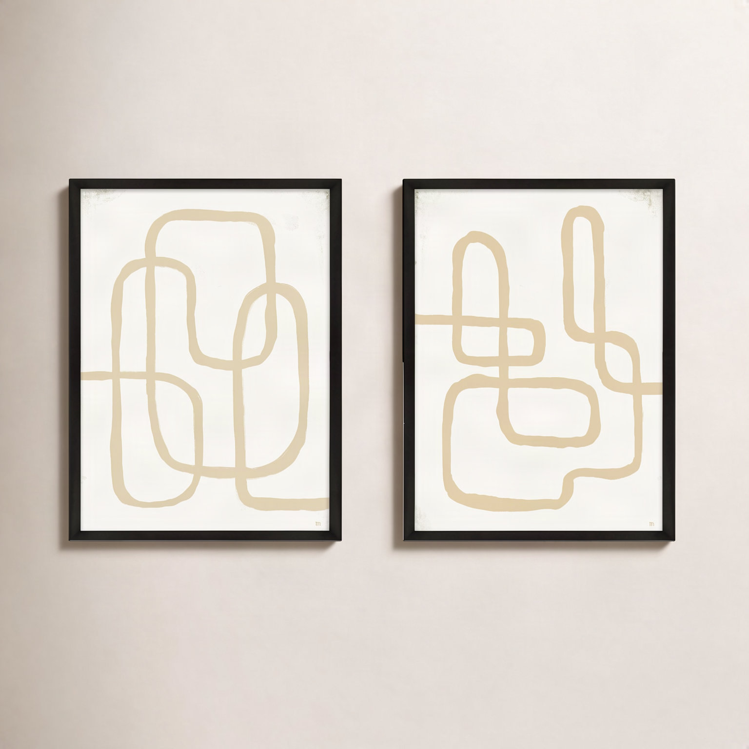 Line Works In White by StudioM, Black Framed Paper, 20" H x 28" W x 1.25" D