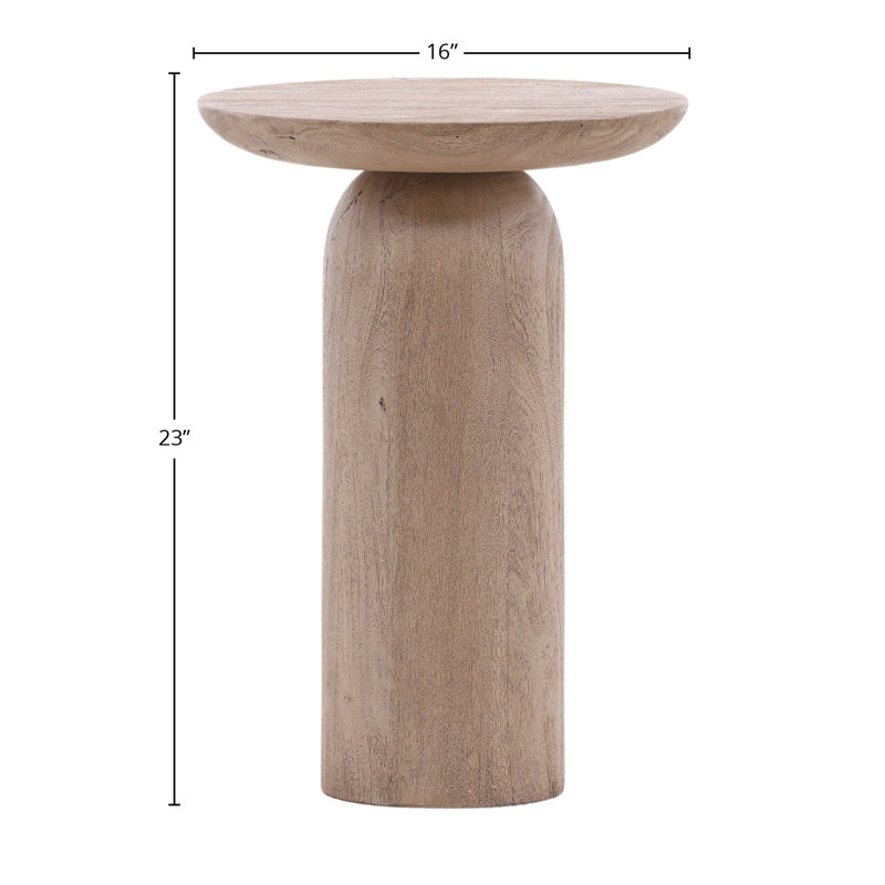 Lorin Acacia Wood End Table, Gray - Small, 23" H x 16" W x 16" D, Brown/Tan/Natural Wood