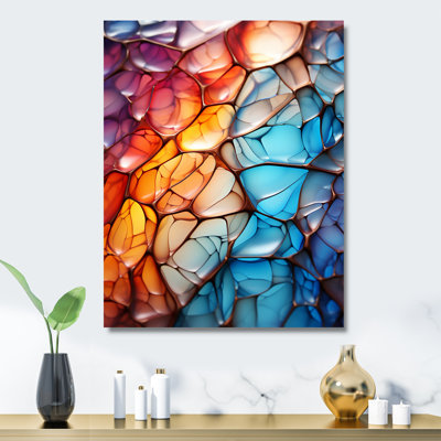 Colourful Opalescent Abstract Fractal Glass Relief III - Fractal Metal Wall Art Print