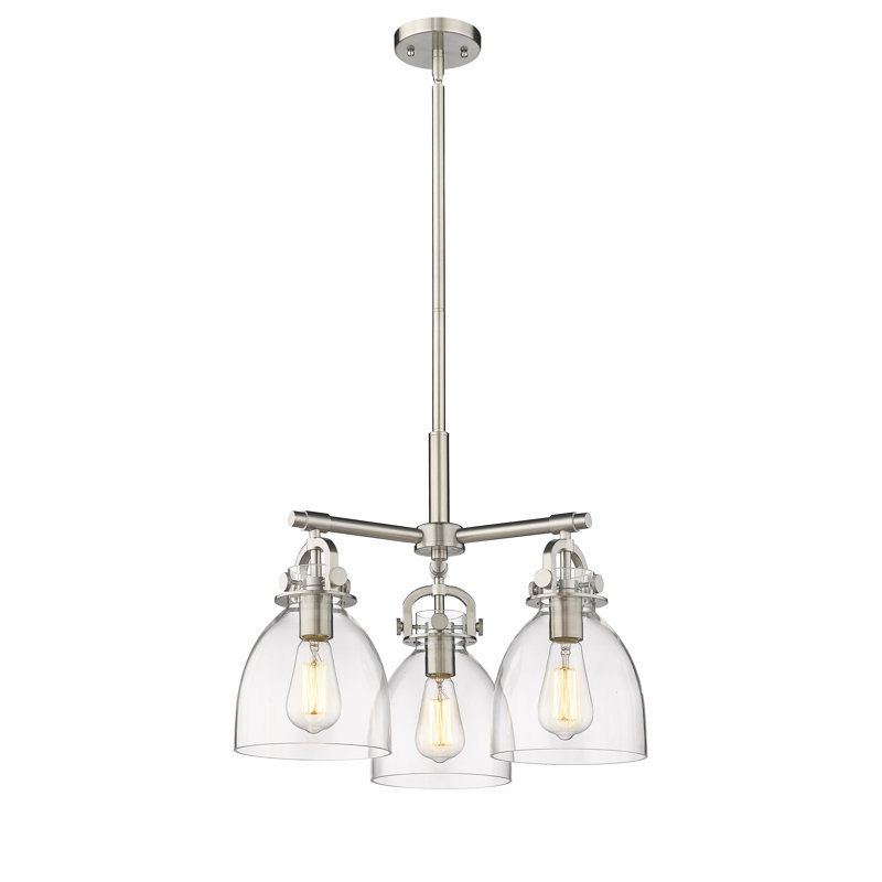 Luminaire suspendu sur tige 7 lumières Sloatsburg, Transparent, Nickel satiné