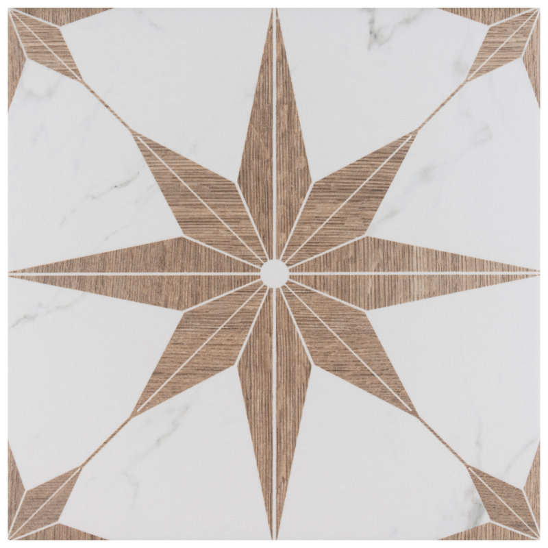 Llama Stella Loire 10" x 10" Porcelain Marble Look Wall & Floor Tile, Noce