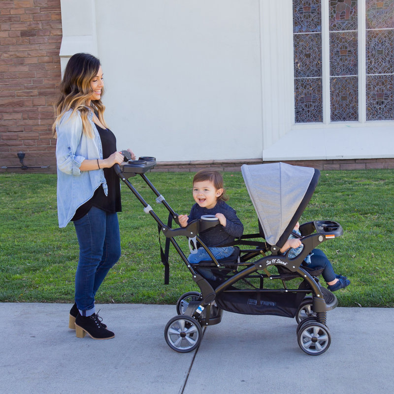 Morning Mist Double Tandem Stand-on Steel Stroller