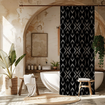 Black Boho Pattern Shower Curtain
