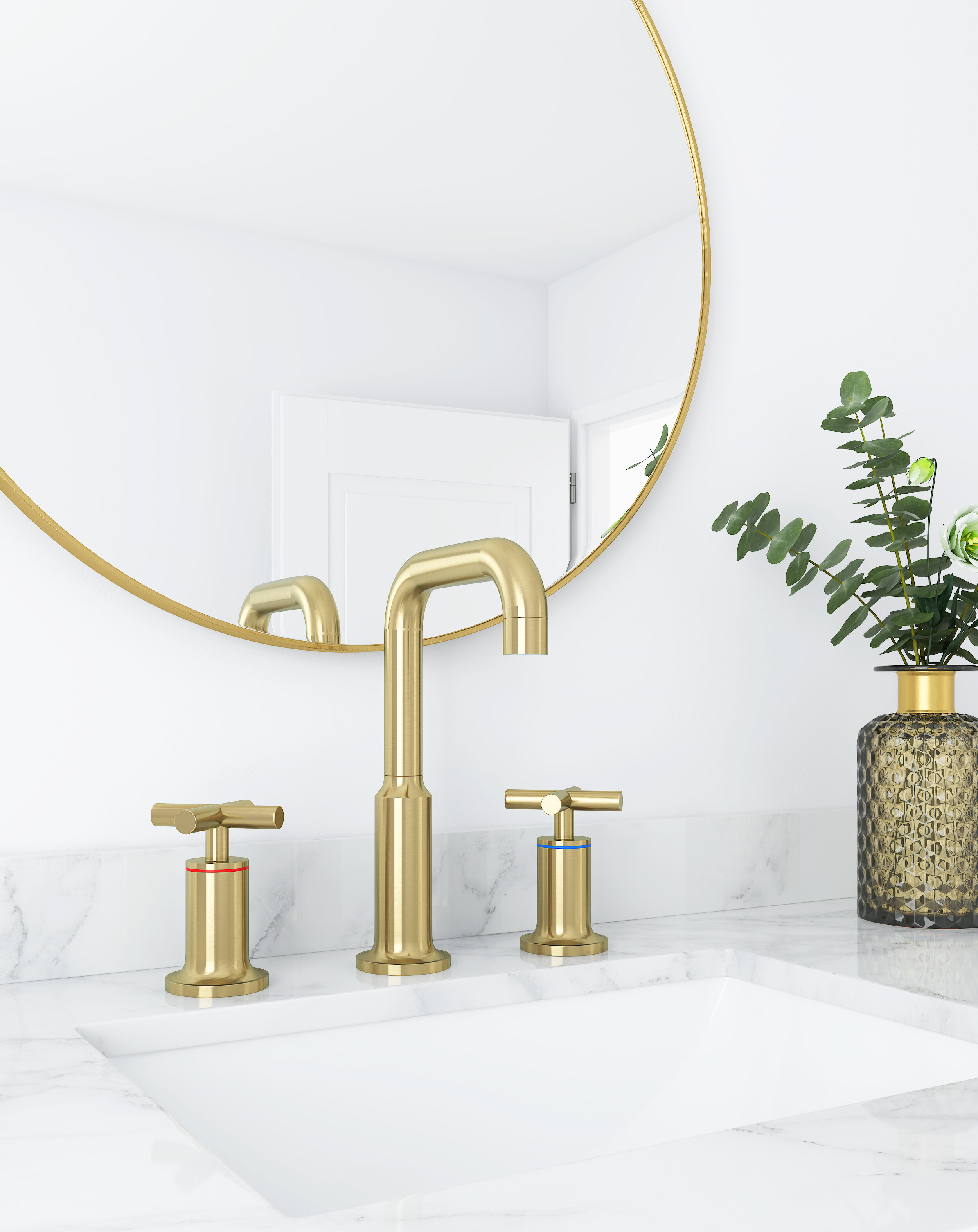 aiwen widespread faucet 2-handle bathroom faucet & reviews | wayfair
