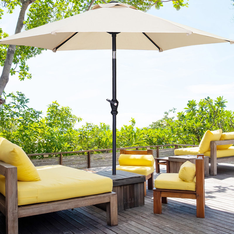 Arlmont & Co. 7.5FT Patio Umbrella with Tilt and Crank, Khaki
