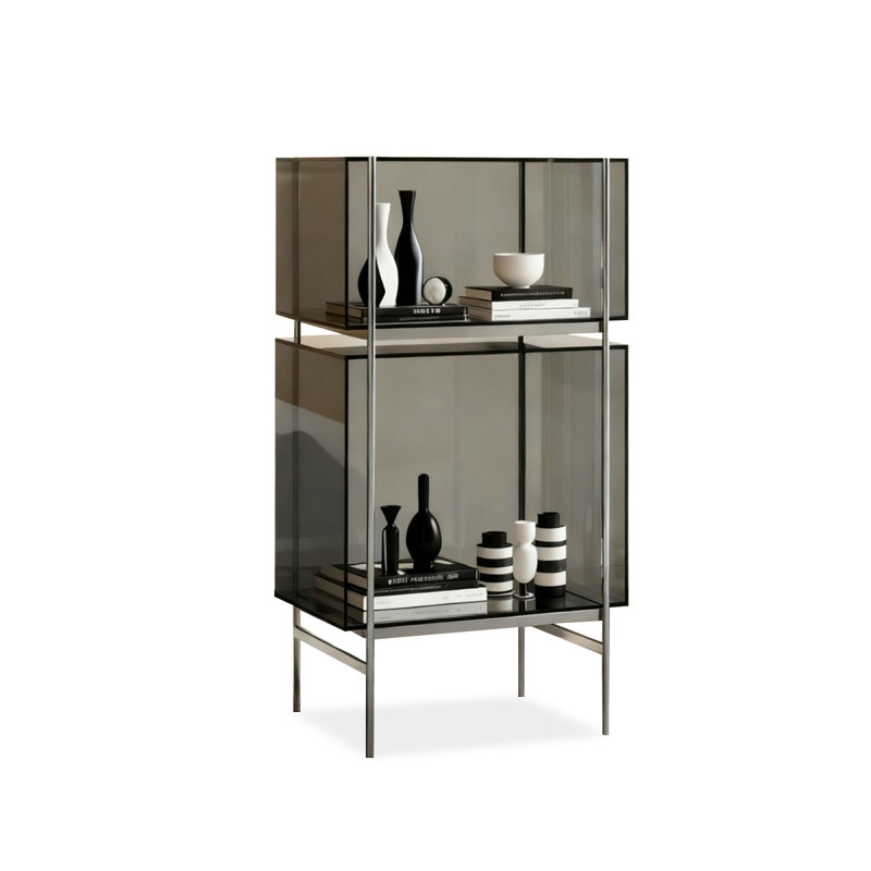 Gray Acrylic+Stainless Steel Display Cases, Gray