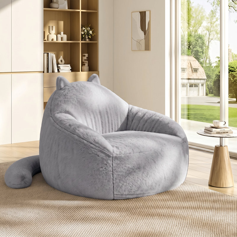 Fauteuil à billes en forme de chat, canapé à billes pour salon et chambre à coucher, Grey