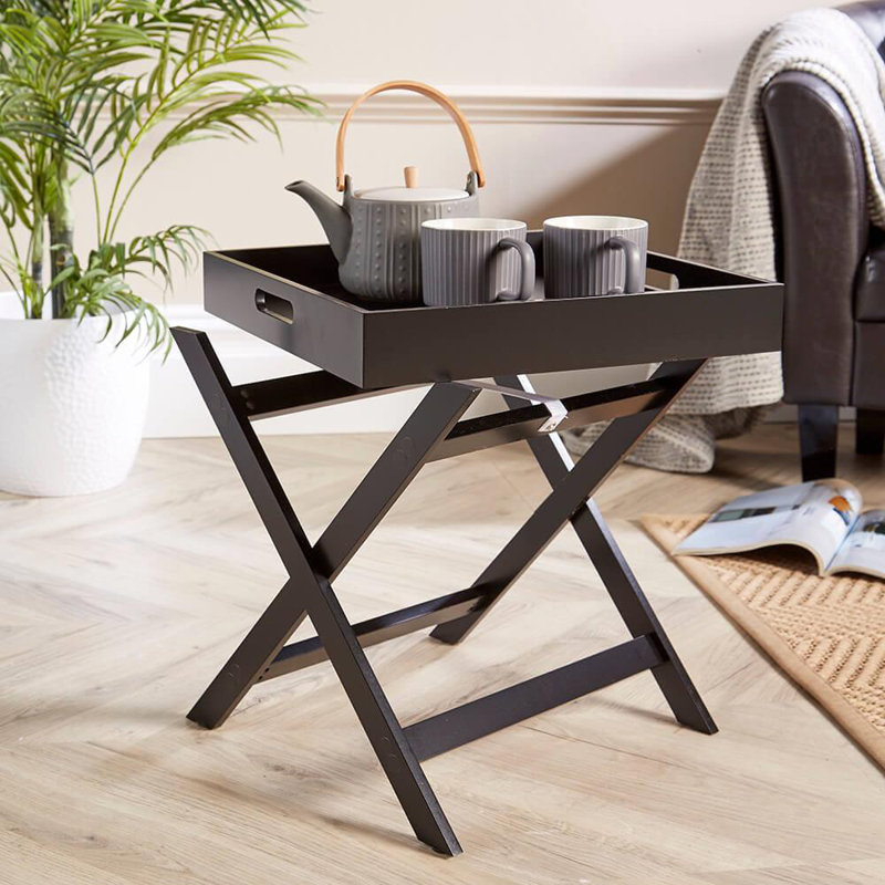 Ayushi Tray Top End Table, Black
