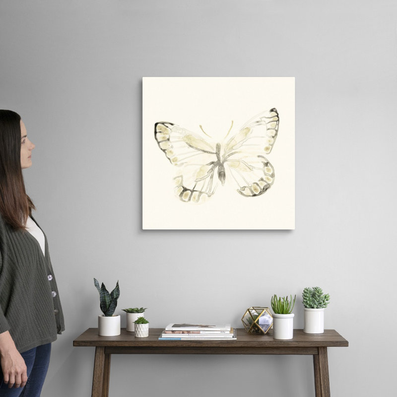 «Sepia Butterfly Impressions I» par Vess June Erica, reproduction d'art sur toile, Toile tendue, H 24 po x l 24 po x P 1 po