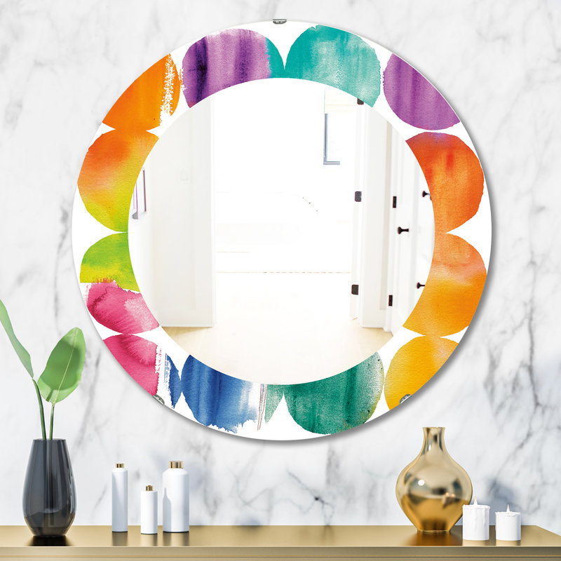 Marbled Glam Accent Wall Mirror, 31.5" H x 31.5" W, Floral