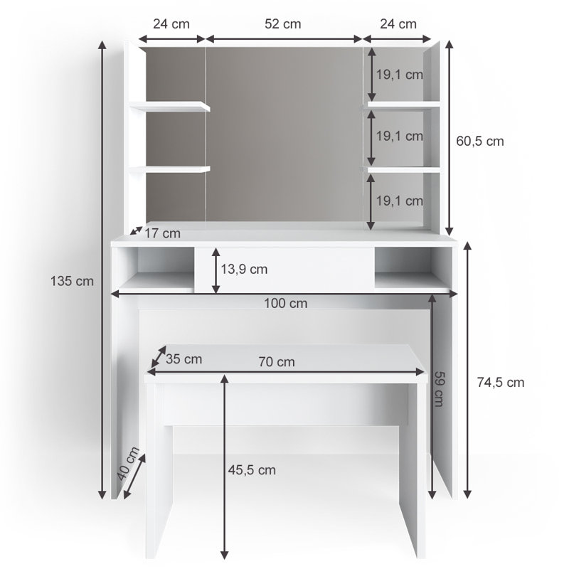 Mevlut Dressing Table with Mirror
