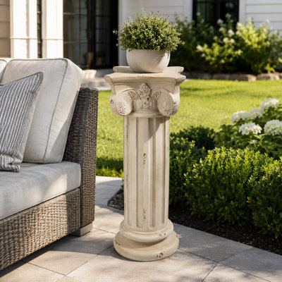 Pied de colonne de jardin rétro, plante d'extérieur blanc antique et support de décoration pour porche ou entrée