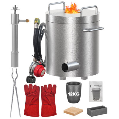 Ensemble de four de fusion au propane haute température, pour fonderie de fonderie, 2700 ° F (1370 ° C), ensemble complet avec creuset et pinces, idéal pour l'or, l'argent, le cuivre, la fonte d'aluminium, le recyclage de ferraille, la fabrication de bijoux