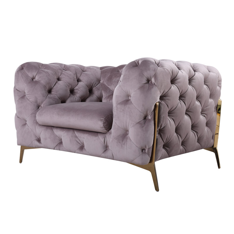 Fauteuil en velours capitonné Anika, Velvet argent