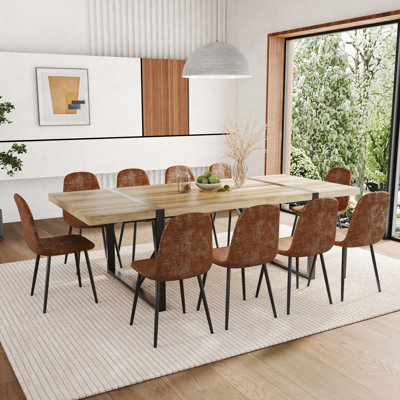 87 Inch Wood Dining Table Set With PU Leather Upholstered Dining Chair