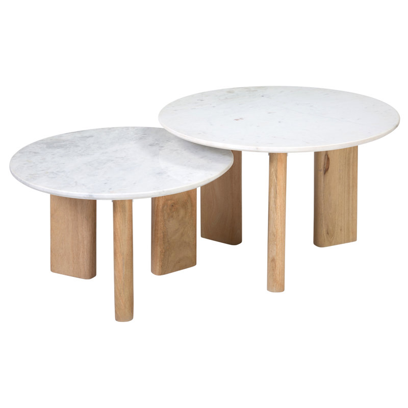 Table basse en marbre blanc Bryn Banswara (ensemble de 2)
