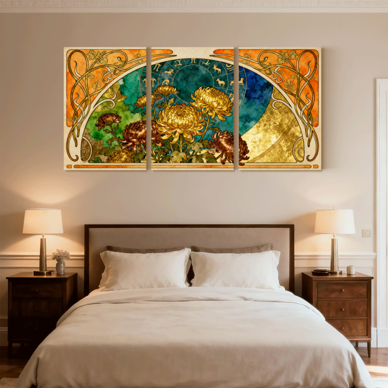 Ensemble de 3 reproductions d'art sur toile Art Nouveau, H 18 po x l 36 po