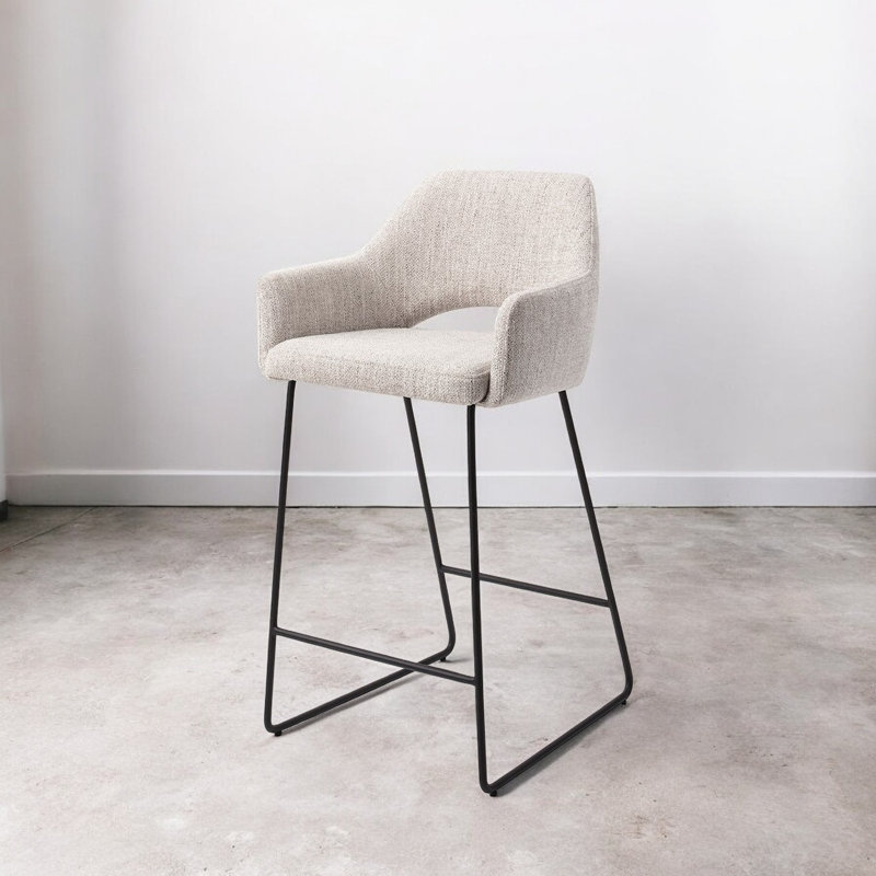 Nithsdale Upholstered Counter Stool with Metal Frame, 65cm , Light Grey