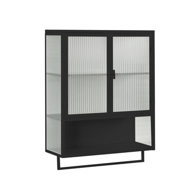 Larock Glass+Metal Wall-mounted Bathroom Cabinet,Wall Cabinet