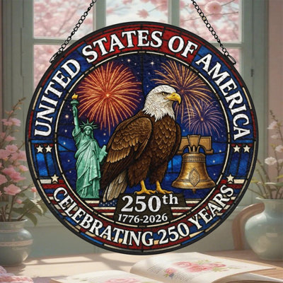Statue États-Unis Eagle Fireworks Liberty Bell, vitrail, panneaux de verre pour décoration de fenêtre