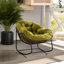 Chaise berçante surdimensionnée avec coussin ergonomique, pour porche avant, patio, jardin, salon, siège tissé à la main olive