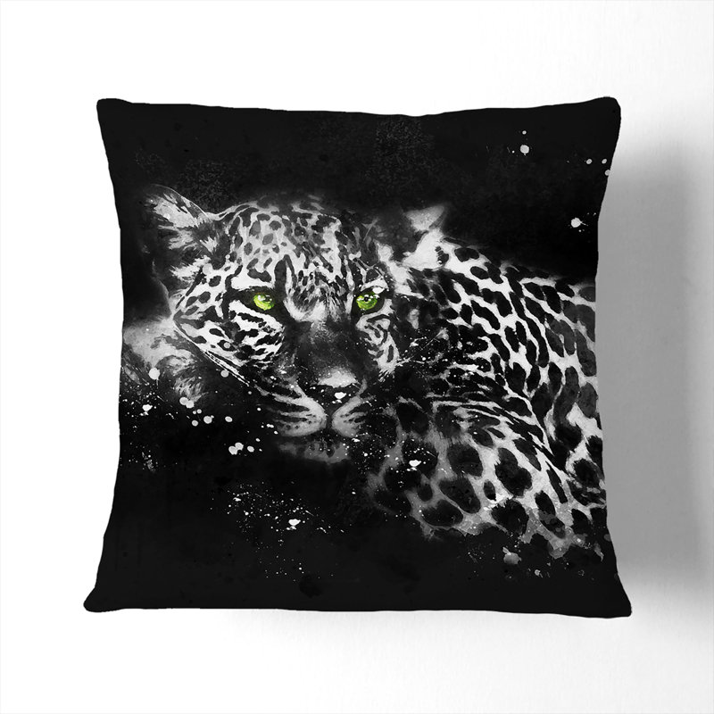 Leopard with Eyes High Paint Splash Cushion with Filling, 55cm H x 55cm W x 20cm D, White