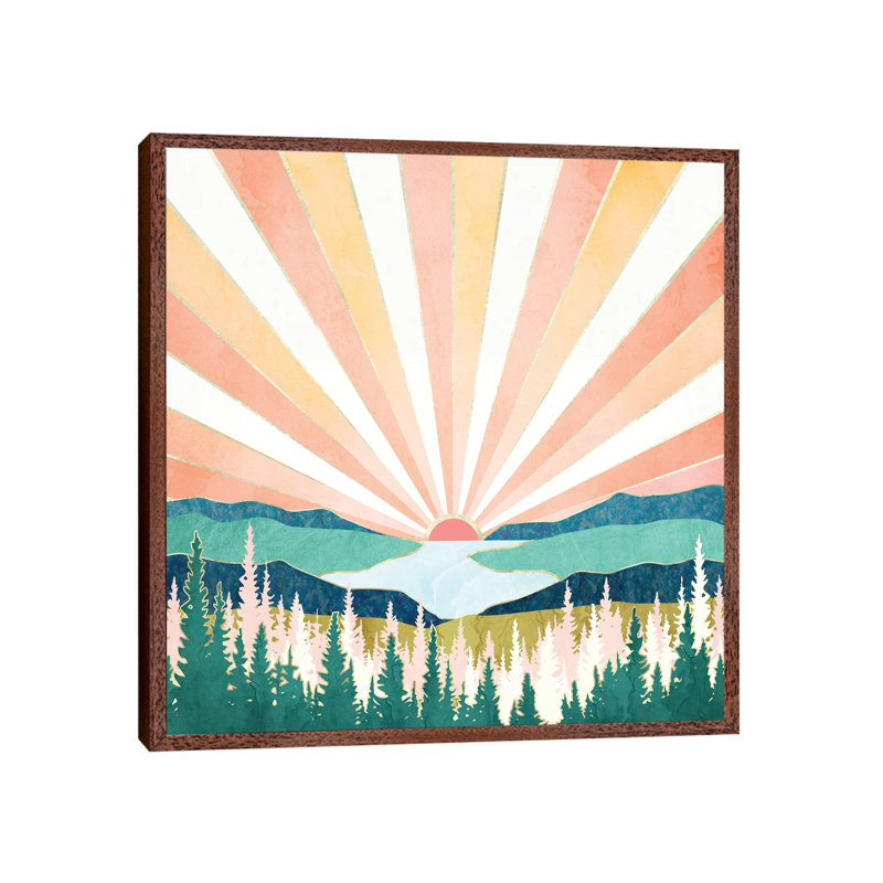 Summer Sunset - Print on Canvas, 66.04 cm H x 66.04 cm W, Brown Framed