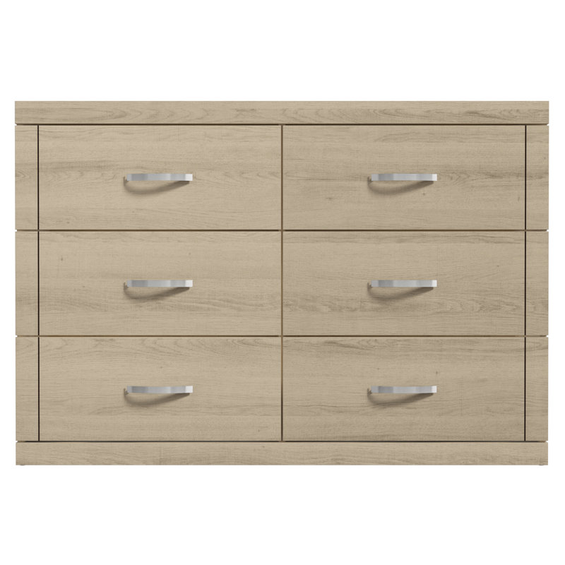 Avigail 6 Drawer 46.45'' W Double Dresser, Beige/Brown