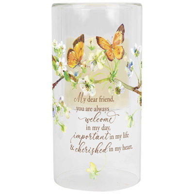 8'' H Glass Tabletop Pillar with Candle Included