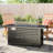 24" Steel Propane Fire Pit Table With Cover - Create A Warm And Inviting Outdoor Setting. Construction, Neutral Tone. Slatted Base For Airy Ambiance. Fireplace Lid, Cover, Lava Rocks, Glass Beads.
