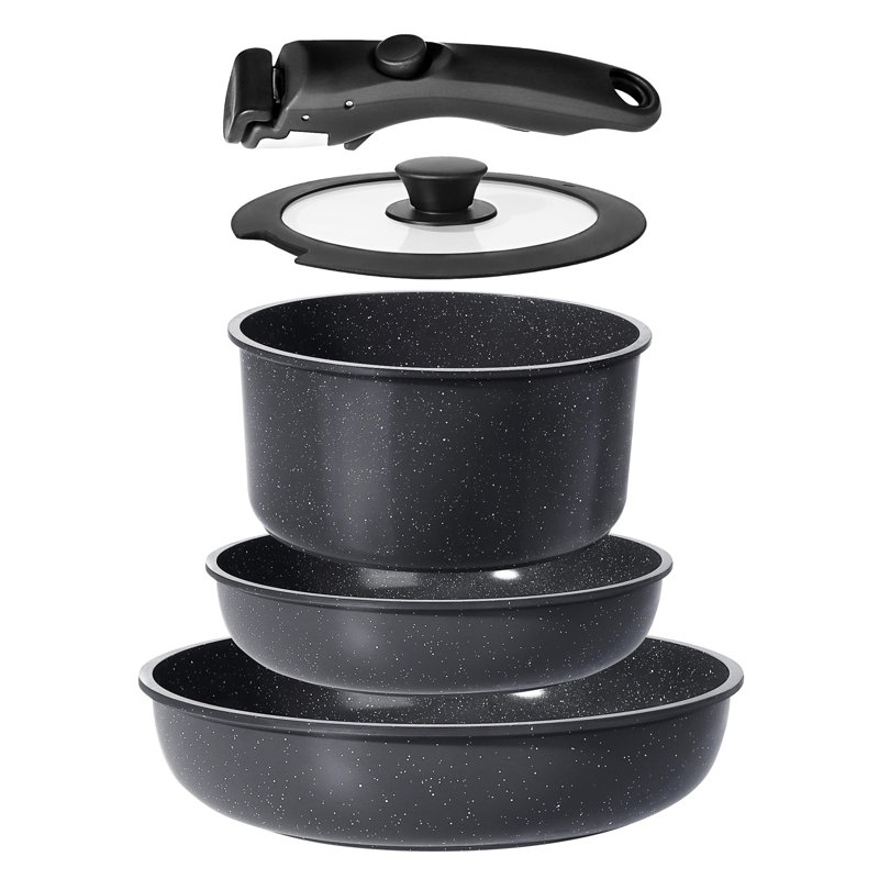 5 - Piece Aluminum Cookware Set, Black