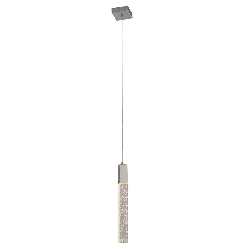 Couto 1 Light Bronze Pendant with Hanging Crystal Accent, Chrome