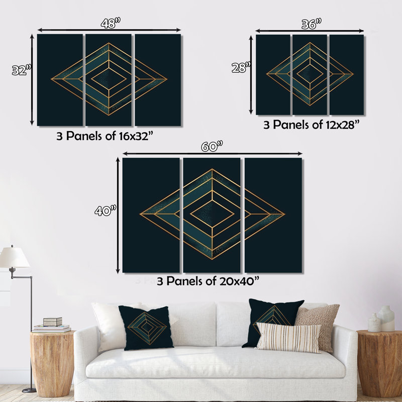 Ensemble de décorations murales géométriques Harmony, H 28 po x l 36 po x P 1 po