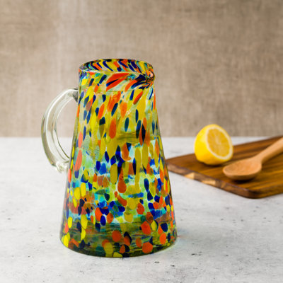 Carnaval Pitcher Handblown Mexican Glass