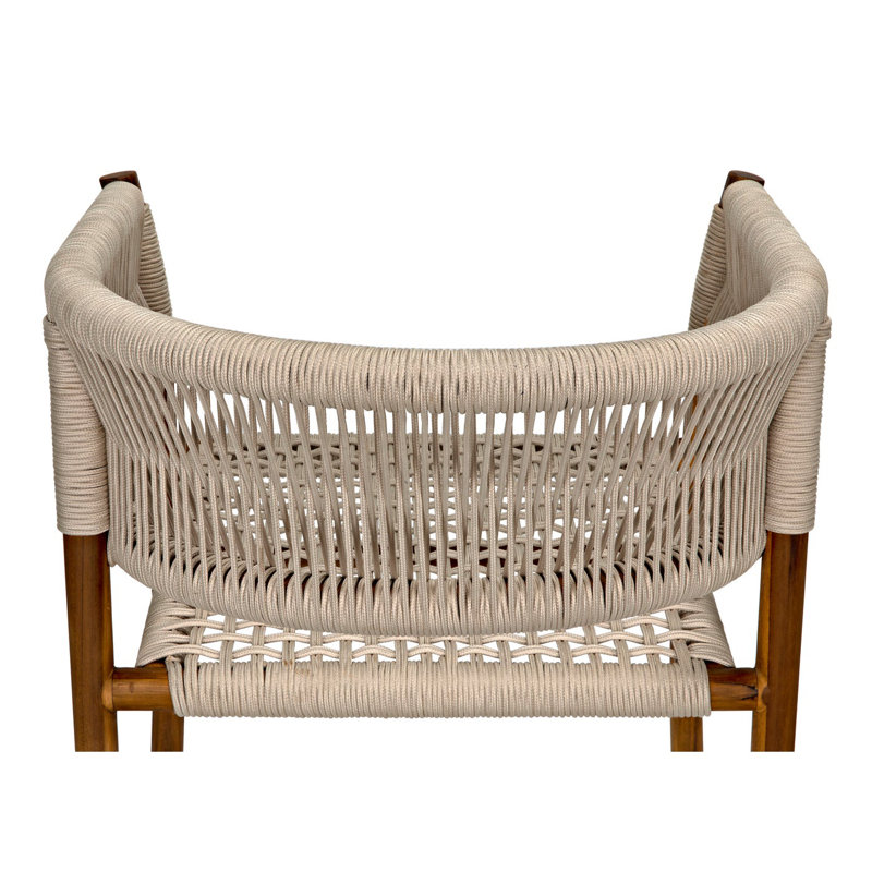 Conrad Handcrafted Teak Wood and Rope Armchair in Brown