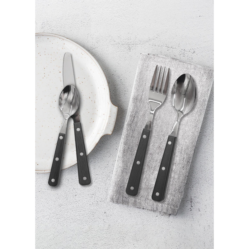 Woody Series Cutlery, Set Of 24, Black
