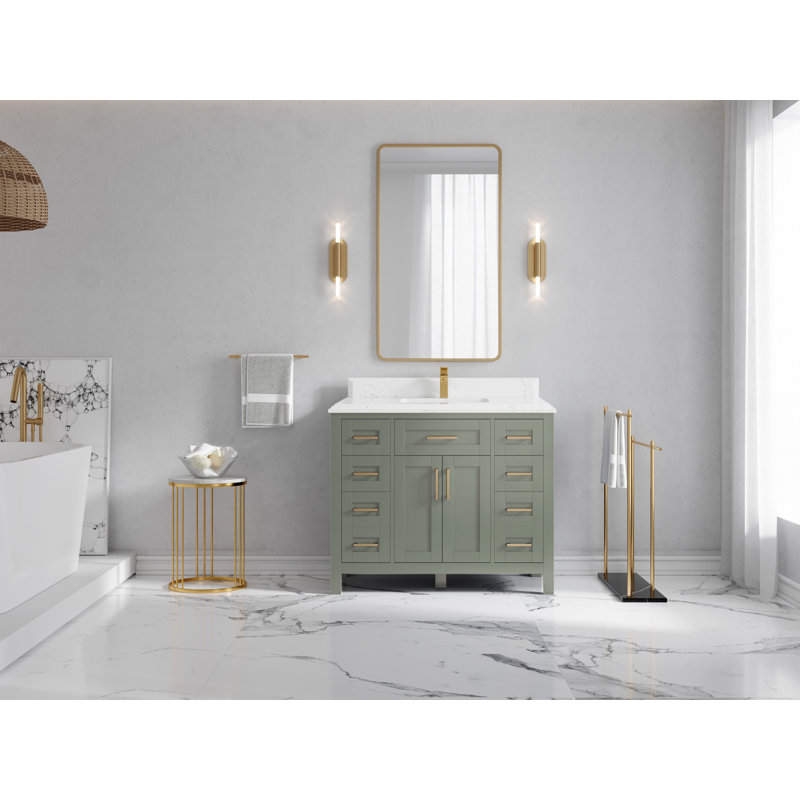 Meuble-lavabo simple 42 po avec plateau en quartz Cambridge, Empira