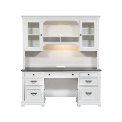  Colburn Credenza Desk & Hutch Set w/ LED Touch Lighting