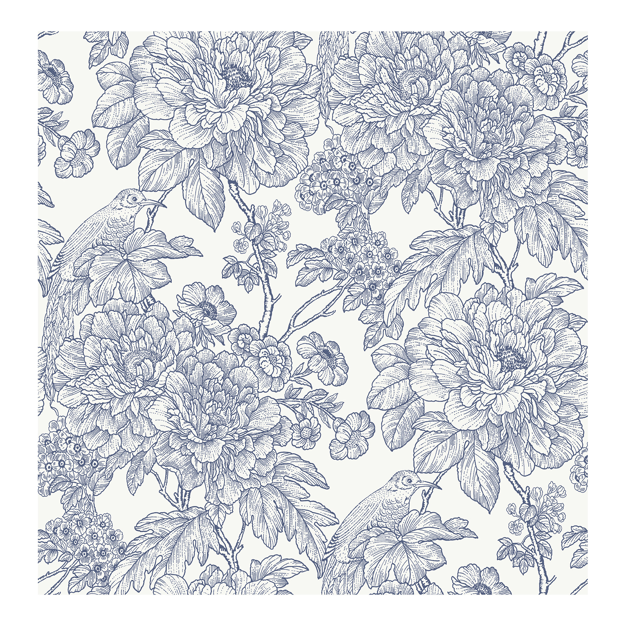 Vincie Peel & Stick Floral Wallpaper, Blue