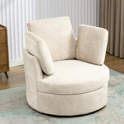 Fauteuil demi-tonneau pivotant avec rangement caché Chenille