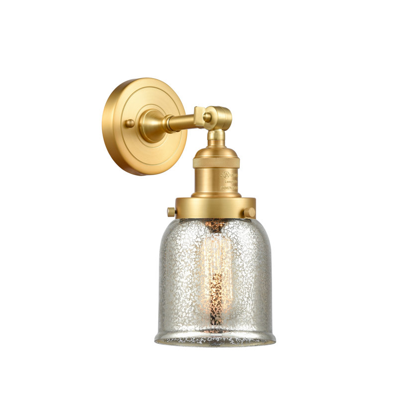 Applique murale 1 lumière 8 po Bell, Ampoule à DEL rétro de 6 watts, Grainé, Or satiné