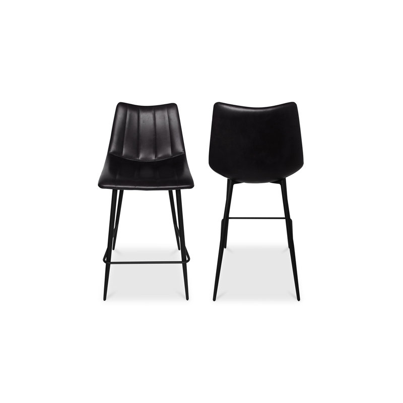 Finnigan Counter & Bar Stool, Counter Stool (26" Seat Height), Black/Faux Leather