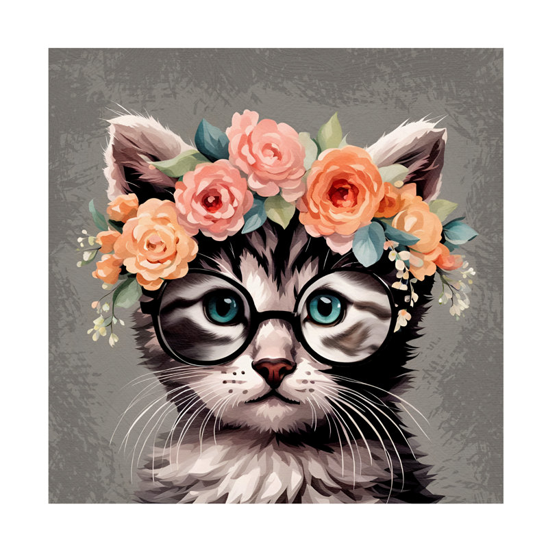 Art sur toile Tina Lavoie Kitty Catherine, H 14 po x l 14 po