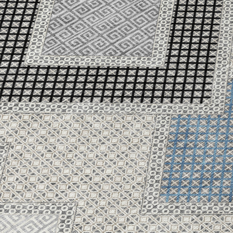 Machine Washable Indoor/Outdoor Xhevrie Gray Rug, Rectangle 1'8" x 2'6"