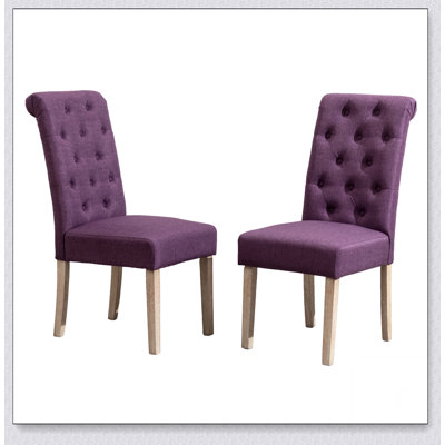 Habit Solid Wood Tufted Parsons Dining Chair, Set of 2, Charcoal