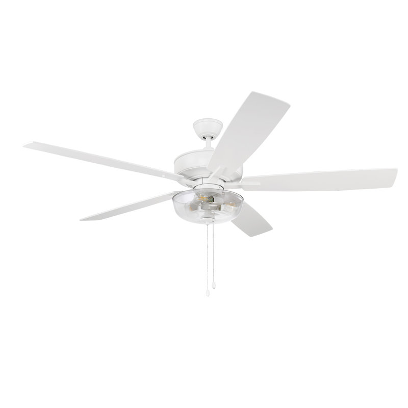 Antoine 60'' Ceiling Fan with Light Kit, White/Beige