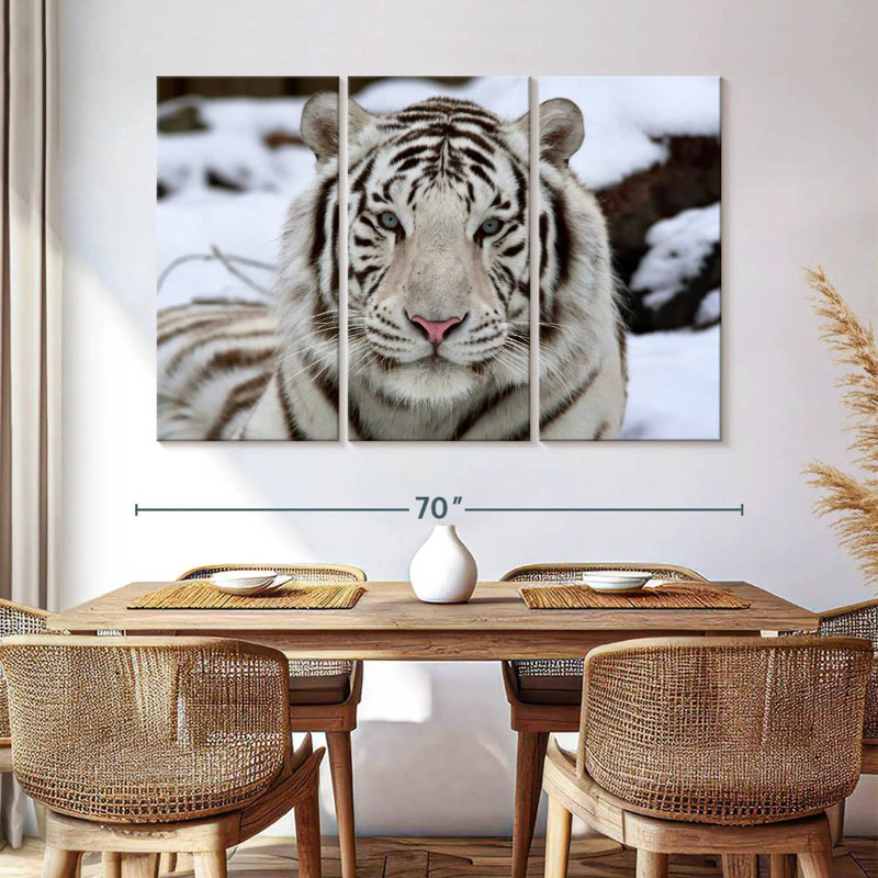 Glorieux tigre blanc, H 42 po x l 65 po