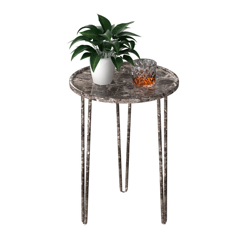 Table d'appoint moderne d'extérieur 21,5 po Dier, gris, Marbre gris
