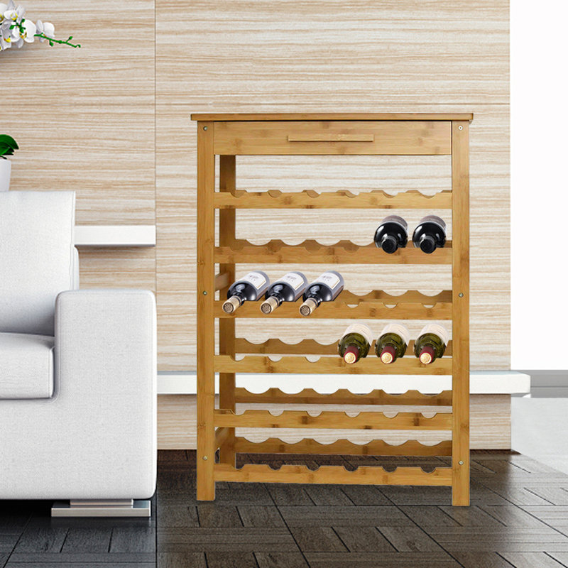 Hemen Solid Wood Wine Bottle Rack in Brown